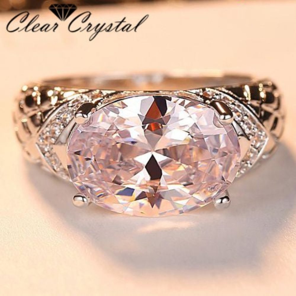 Brilliant Cut CZ Hollow Out Ring in White Gold